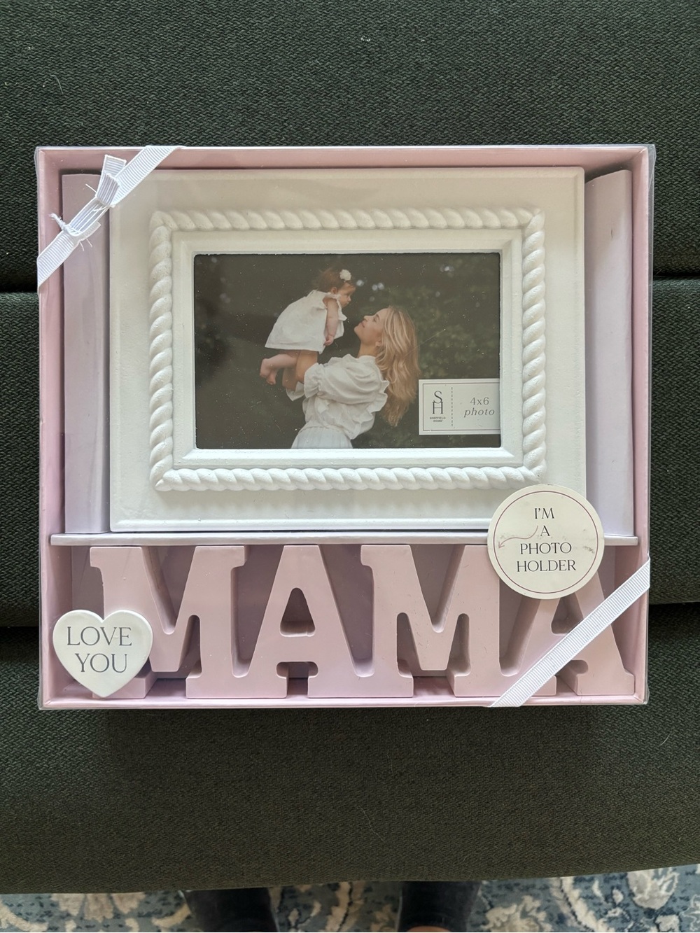 Photo Frame and 'MAMA' Photo Holder - Pink and White